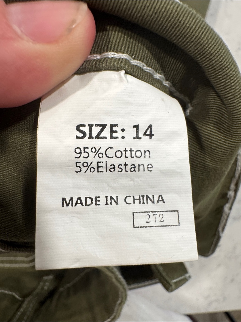 NWT DOKOTOO Sz 14 Olive Carpenter Utility Cargo High Waist White Stitch Stretch - Picture 11 of 16